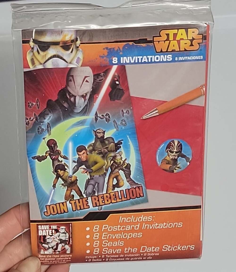 STAR WARS Join The Rebellion Party INVITATIONS - 8 Cards w/Env Seals & Stickers